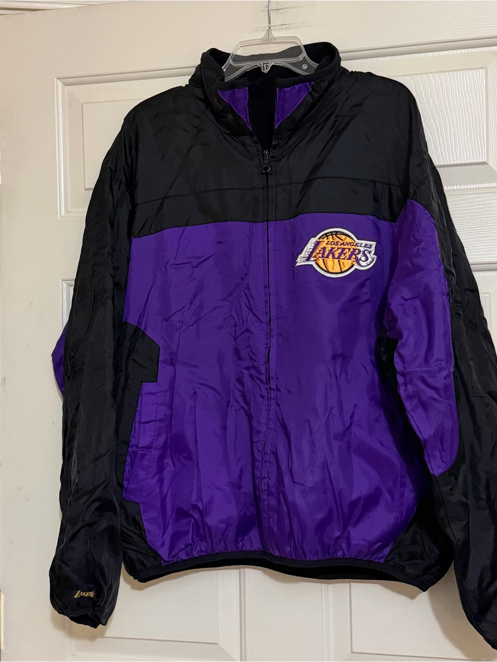 NBA Basketball Los Angeles Lakers  G- 111 By Carl Banks reversible  Jacket Sz L